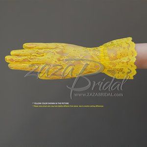 Flower Pattern Women’s Lace Gloves with Ruffle Wrist Length